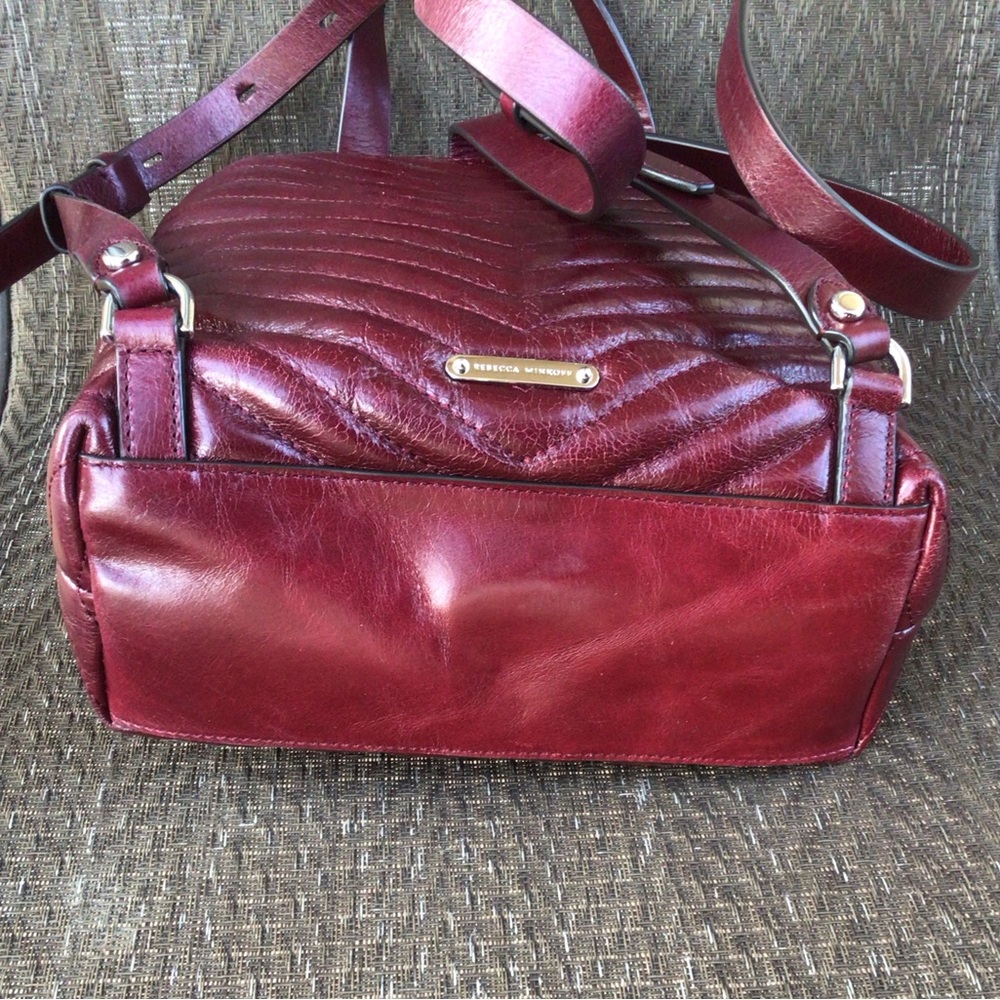 Rebecca Minkoff EDIE Burgundy Quilted Leather Backpack Bag - Picture 3 of 9